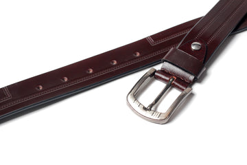 Men's Creased Dress Leather Belt Brown